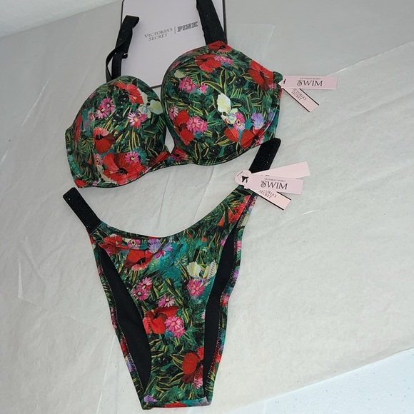 2pcs 36DD & L Victoria’s Secret Swim Push Up Top & Barzilian Bikini Bottom - Picture 7 of 16